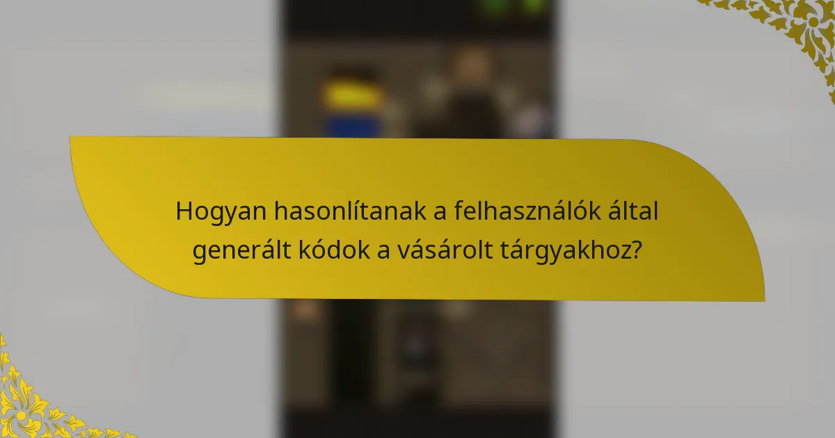 Hogyan hasonlítanak a felhasználók által generált kódok a vásárolt tárgyakhoz?